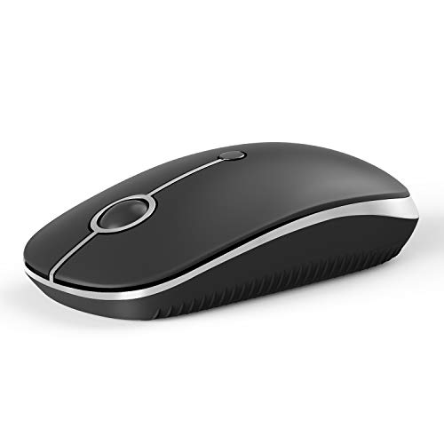 2.4GHz Wireless Bluetooth Mouse, Jelly Comb Dual Mode Slim Wireless Mouse with 2400 DPI Compatible for PC, Laptop, Mac, Android, Windows (Black and Silver)