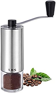 Manual Coffee Grinder with Adjustable Ceramic Conical Burr Brushed Stainless Steel Hand Crank Mill for Drip Coffee, Espresso, French Press, Turkish Brew