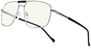 RB.Pilot Reading Glasses for Men Square Double Bridge Blue Light Blocking Computer Readers (silver, 2.75)