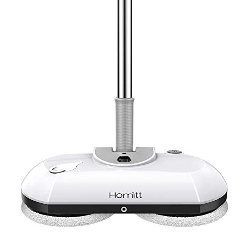 Homitt Electric Mop, Cordless Floor Scrubber for Floor Cleaning, Power Cordless Mop with Extension Handle, Electric Spin Mop with 4 Reusable Mop Pads