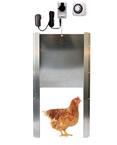 Automatic Chicken Coop Door Opener with Motor & Timer (1 Year Warranty) | Heavy Duty | Made USA | Auto Pop Door Opener | Chicken Coop Accessories | Metal