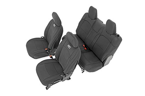 Rough Country Neoprene Seat Covers (fits) 2018-2020 Jeep Wrangler JL | 2DR | Water Resistant | 1st/2nd Row | 91020, Black