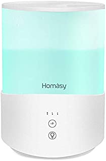 Homasy Cool Mist Humidifier Diffuser, 2.5L Essential Oil Diffuser with 7-Color Mood Lights, Top Fill Humidifier for Bedroom, Baby Humidifier with Adjustable Mist Output, Sleep Mode, Auto Shut Off