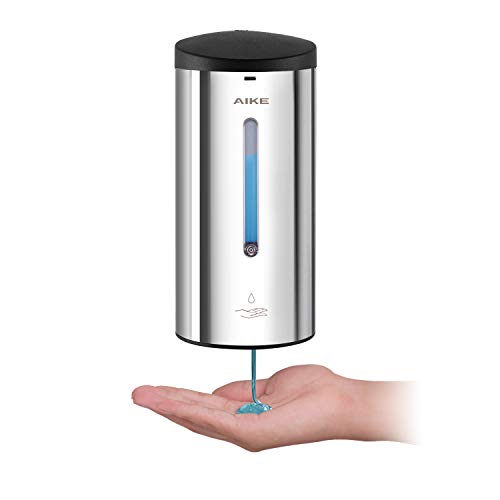 AIKE AK1205 Wall Mounted Commercial Automatic Liquid Soap Dispenser Polished Stainless Steel Large Capacity 24oz/700ml