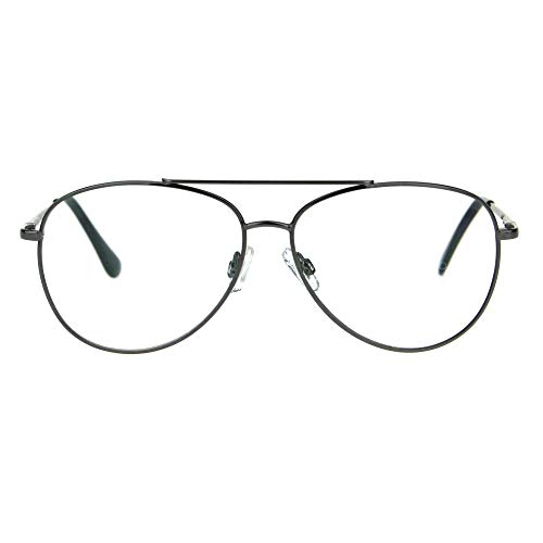 Mens Metal Rim Officer Pilot Multi 3 Power Focus Progressive Reading Glasses (gunmetal, 2.5)