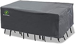 F&J Outdoors Patio Table and Chairs Cover, Waterproof UV Resistant Fit Large Rectangular/Oval Outdoor Furniture Set, Grey, 90x60 Inches