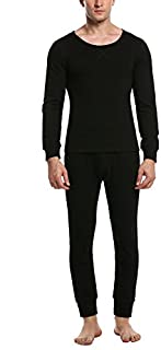 Hotouch Men's Thermal Set Base Force Wicking Cotton Super Cold Weather Legging Black L