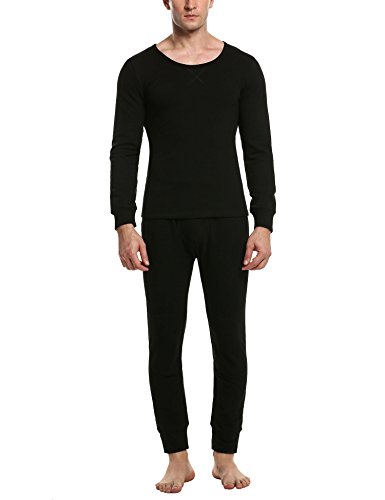 Hotouch Men's Thermal Set Base Force Wicking Cotton Super Cold Weather Legging Black L