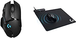 Logitech G502 Lightspeed Wireless Gaming Mouse with Hero 16K Sensor and Lightsync RGB & G Powerplay Wireless Charging System for G703, G903 Lightspeed Wireless Gaming Mouse Pad