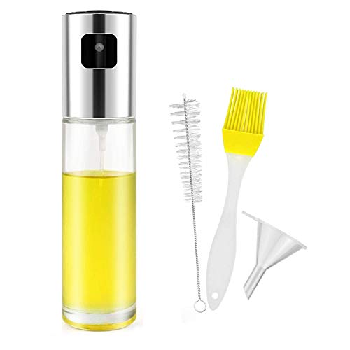 COOKEE Olive Oil Sprayer Mister for Cooking,Food-grade Glass Oil Sprayer for Cooking with Silicone Brushes for Cooking, Baking, BBQ, Salad, Air Fryer, Roasting