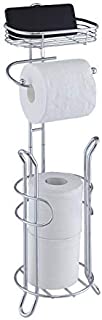 SunnyPoint Bathroom Heavyweight Toilet Tissue Paper Roll Storage Holder Stand with Reserve and Shelve, The Reserve Area Has Enough Space to Store Mega Rolls. (Chrome)