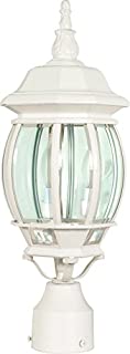 Nuvo Lighting 60/897 Central Park Outdoor Post Lantern Light Fixture with Clear Beveled Glass, 21 x 7.38 Inches, 60 Watts/120 Volts (White)