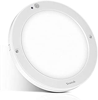 Youtob Motion Sensor LED Ceiling Light 15W 1200LM Flush Mount Round Lighting Fixture for Indoor/Outdoor, Stairs, Closet Rooms, Porches, Basements, Hallways, Pantries, Laundry Rooms(4000K Cool White)