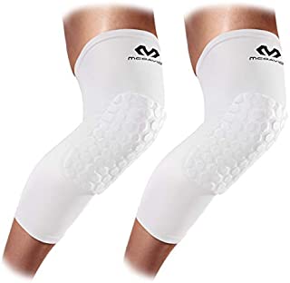 Knee Compression Sleeves: McDavid Hex Knee Pads Compression Leg Sleeve for Basketball, Volleyball, Weightlifting, and More - Pair of Sleeves, WHITE, Adult: LARGE