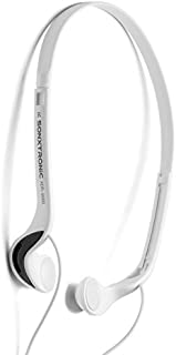 SONXTRONIC White ICE Xdr-8001 Vertical in Ear Ultralight Sport Running Headband Headphones (mdr-w08l Style White and Silver)