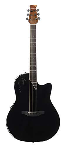 Ovation Applause 6 String Acoustic-Electric Guitar, Right, Black, Mid-Depth (AE44II-5)