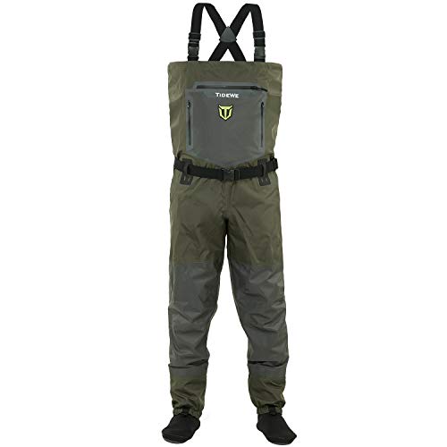 TIDEWE Breathable Waders, Waterproof Stockingfoot Chest Waders with Zippered Pockets, Lightweight Fly Fishing Waders for Men and Women (Size L)