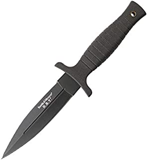 Smith & Wesson SWHRT9B 9in High Carbon S.S. Fixed Blade Knife with 4.7in Dual Edge Blade and TPE Handle for Outdoor, Tactical, Survival and EDC