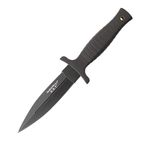 Smith & Wesson SWHRT9B 9in High Carbon S.S. Fixed Blade Knife with 4.7in Dual Edge Blade and TPE Handle for Outdoor, Tactical, Survival and EDC