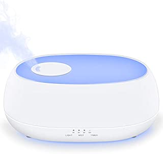 MADETEC Cool Mist Humidifier Ultrasonic Humidifiers Aromatherapy Diffuser for Baby, Bedroom, Office with 7 Night Light,Adjustable Mist Levels, Timer, Waterless Auto Shut-off (1L)