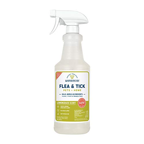 Wondercide - Flea, Tick and Mosquito Spray for Dogs, Cats, and Home - Flea and Tick Killer, Control, Prevention, Treatment - with Natural Essential Oils - Pet and Family Safe - Lemongrass 32 oz