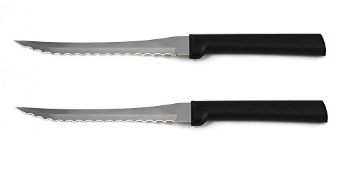 Rada MFG Tomato Slicing Knife Blade With Black Stainless Steel Resin Handles Made in the USA, 8-7/8 Inches, 2 Pack