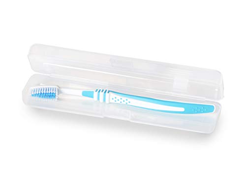 Holdio Portable Travel Toothbrush Case, Hard Plastic Dust-proof Toothbrush Container & Toothpaste Box Holder (Transparent)