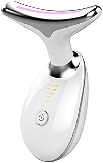 Hepsun Face Massager Anti Wrinkles High Frequency Vibration Anti Aging Reduced Puffiness Facial Device for Skin Tightening & Lifting, 3LED Light Neck Sonic Vibration Therapy Wrinkle Free Neck Device