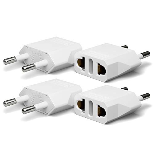 Unidapt European Plug Adapter Power Converter, Travel from Usa Us to EU Europe adaptor(4 piece)