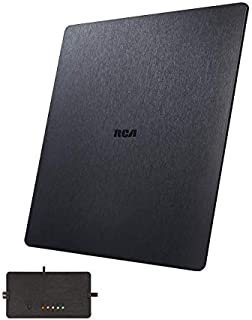 TV Antenna  RCA Amplified Indoor Flat HDTV Antenna with 55 Mile Range. Multi-Directional with Built-in Signal Meter, Long Range Digital OTA Antenna for Clear Reception, 4K/8K, 1080P