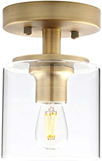 Pathson Industrial Ceiling Light Fixture with Glass Shade, 1-Light Flush Mounted Pendant Lighting Chandelier for Hallway Loft Kitchen Bar Close to Ceiling