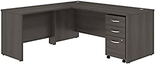 Studio C 72W x 30D L Shaped Desk with Mobile File Cabinet and 42W Return in Storm Gray