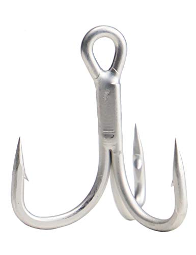 Beoccudo Saltwater Treble Hooks Large Size 4X Strong Triple Fishing Hooks for Big Game Trout Bluefish Salmon Kingfish