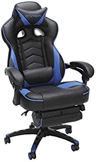 RESPAWN 110 Racing Style Gaming Chair, Reclining Ergonomic Leather Chair with Footrest, in Blue