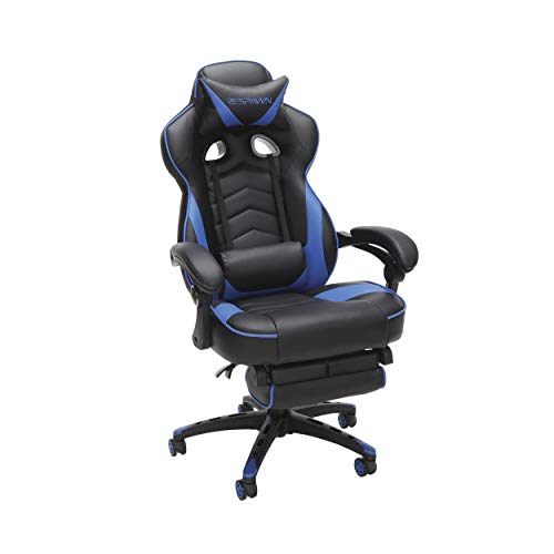 RESPAWN 110 Racing Style Gaming Chair, Reclining Ergonomic Leather Chair with Footrest, in Blue