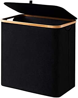 YOUDENOVA Laundry Hamper with Lid Black, 90L Modern Dirty Clothes Hamper with Handle, Dirty Laundry Basket for Bathroom, Bedroom