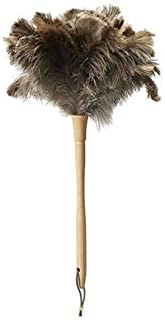 Ostrich Feather Duster,Long Ostrich Feather Duster Fluffy Natural Genuine Ostrich Feathers and Eco-Friendly Reusable Wooden Long Handheld large Ostrich Feather Duster Cleaning,Gray Brown 24 inch 1Pack