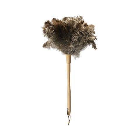 Ostrich Feather Duster,Long Ostrich Feather Duster Fluffy Natural Genuine Ostrich Feathers and Eco-Friendly Reusable Wooden Long Handheld large Ostrich Feather Duster Cleaning,Gray Brown 24 inch 1Pack