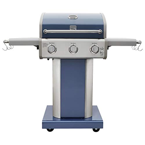 Kenmore PG-4030400LD-AZ-AM 3 Burner Outdoor Patio Gas BBQ Propane Grill, Azure