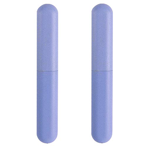 Travel Toothbrush Case Plastic Portable Toothbrush Holder for Travel, Business, Home, Camping, School(2 Pcs, Blue)