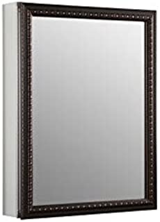 KOHLER K-2967-BR1 20 inch x 26 inch Aluminum Bathroom Medicine Cabinet with Oil-Rubbed Bronze Framed Mirror Door; Recess or Surface Mount