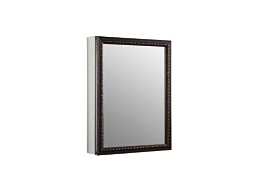 KOHLER K-2967-BR1 20 inch x 26 inch Aluminum Bathroom Medicine Cabinet with Oil-Rubbed Bronze Framed Mirror Door; Recess or Surface Mount