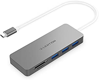 LENTION USB C Hub with 3 USB 3.0 and SD/Micro SD Card Reader Compatible 2020-2016 MacBook Pro 13/15/16, New Mac Air/iPad Pro/Surface, ChromeBook, More, Multi-Port Type C Adapter (CB-C15, Space Gray)