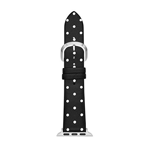 Kate Spade New York Women's Leather Apple Watch Band 38mm 40mm Color: Black/White Dot (Model: KSS0002)