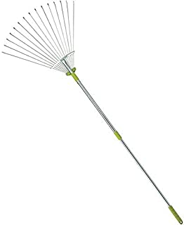 MLTOOLS Leaf Rake | 64-inch Adjustable Garden Leaf Rake | Garden Leaf Rake | Flat Tine Adjustable Steel Rake with Extendable Handle R8236