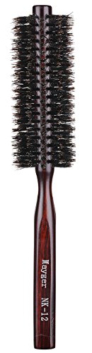 Boar Bristle Round Brush, Hair Brush with Ergonomic Natural Wood Handle, 1.3 inch, for Hair Drying, Styling, Curling, Adding Hair Volume