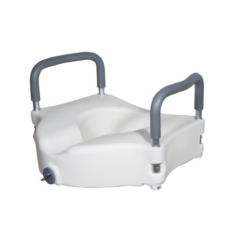 Drive Medical Elevated Raised Toilet Seat with Removable Padded Arms, Standard Seat