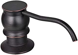 SAMODRA Kitchen Sink Soap/Lotion Dispenser, Brass Pump Head Oil Rubbed Bronze 17 OZ Bottle Built in Design Refill from the Top for Granite Thick Deck Installs