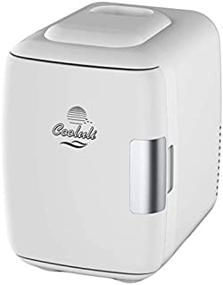 Cooluli Mini Fridge Electric Cooler and Warmer (4 Liter / 6 Can): AC/DC Portable Thermoelectric System w/ Exclusive On the Go USB Power Bank Option (White)