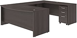 Studio C 72W x 36D U Shaped Desk with Mobile File Cabinet in Storm Gray